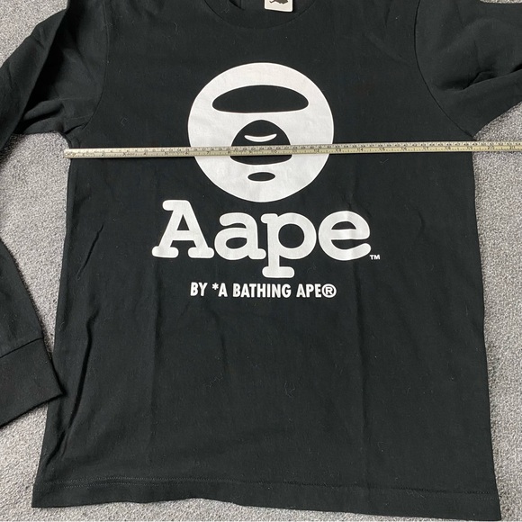 AAPE BY A BATHING APE Black Printed Men’s Long Sleeve T-Shirt Size Small - Picture 13 of 14
